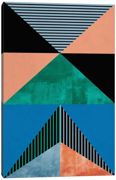 Geometric Concept LX Canvas Art Print - Blue Abstract Art