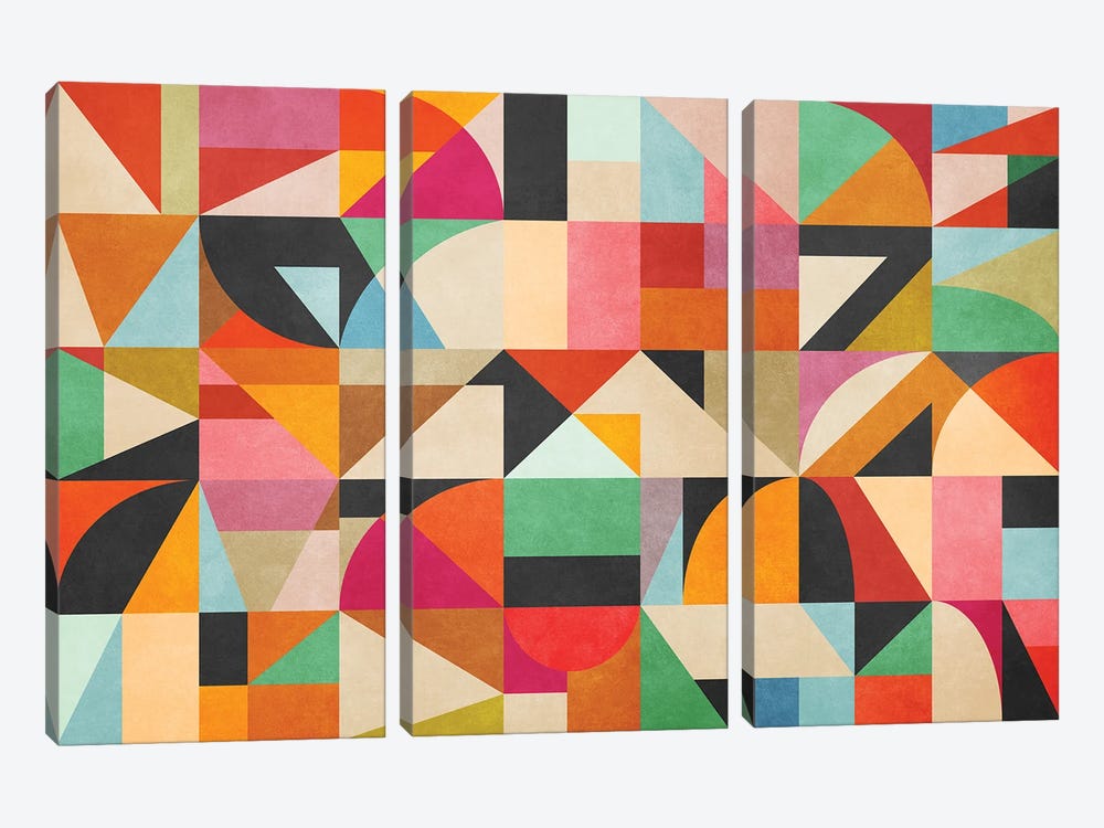 Geometric Construction XXIV by Angel Estevez 3-piece Canvas Art Print