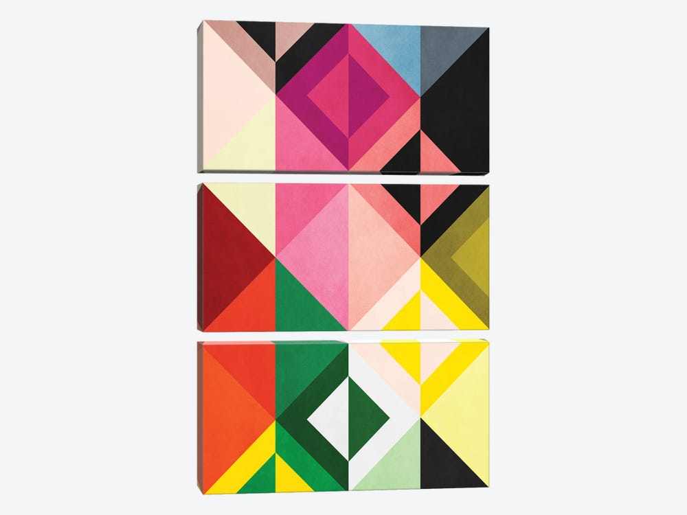 Geometric With Triangles XXVIII by Angel Estevez 3-piece Canvas Art Print