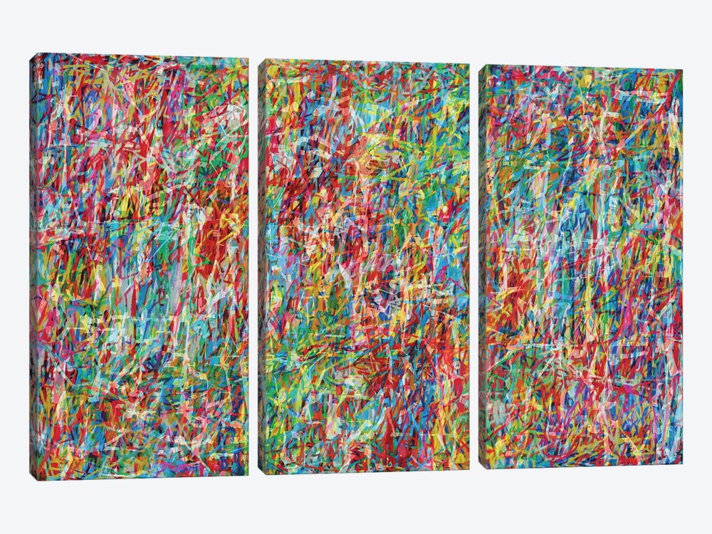 Interlaced Scribbles by Angel Estevez 3-piece Canvas Art