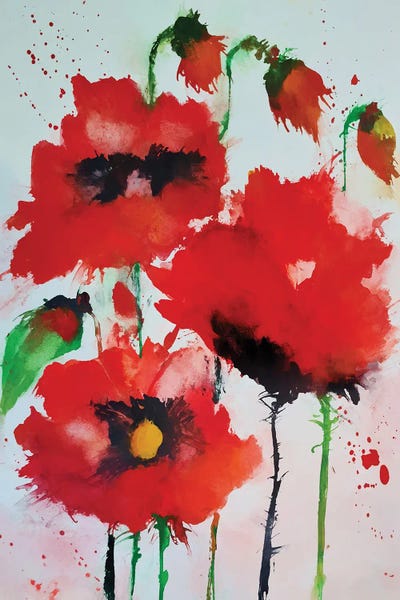 Angel Estevez: Red Flowers VIII by Angel Estevez
