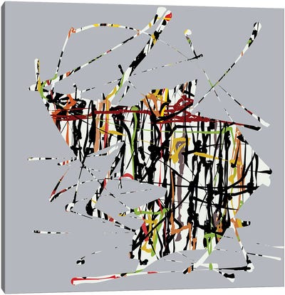 Colorful Doodles On Gray Background Canvas Art Print - Similar to Jackson Pollock