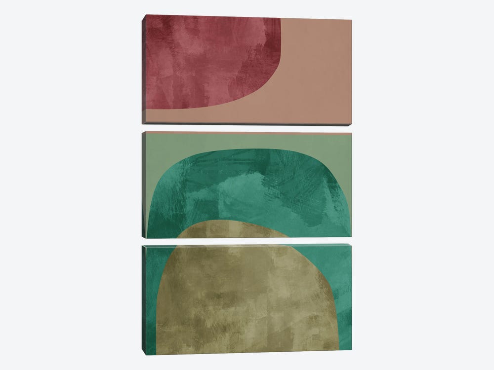 Rounded Pieces V by Angel Estevez 3-piece Canvas Wall Art
