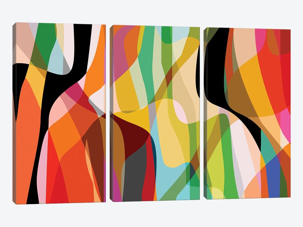 Sinuous And Transparent Shapes by Angel Estevez 3-piece Canvas Print