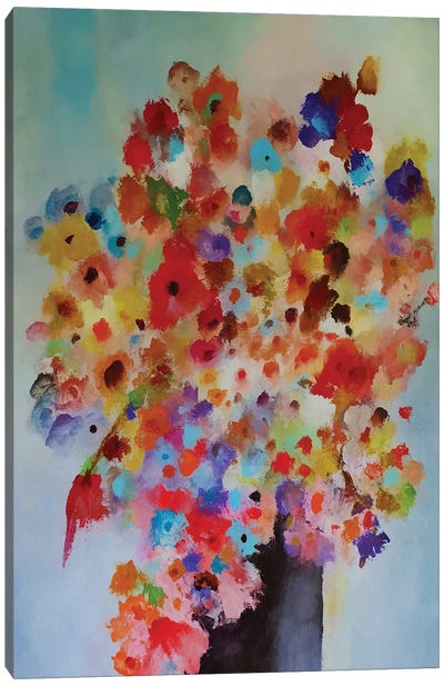 Vase With Colorful Flowers Canvas Art Print - Angel Estevez