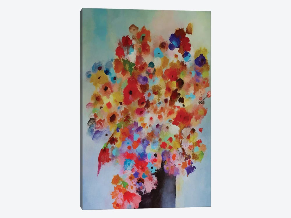 Vase With Colorful Flowers by Angel Estevez 1-piece Canvas Print