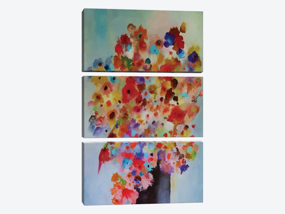 Vase With Colorful Flowers by Angel Estevez 3-piece Art Print