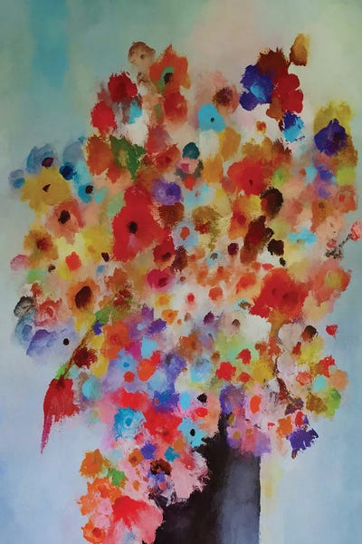 Angel Estevez: Vase With Colorful Flowers by Angel Estevez