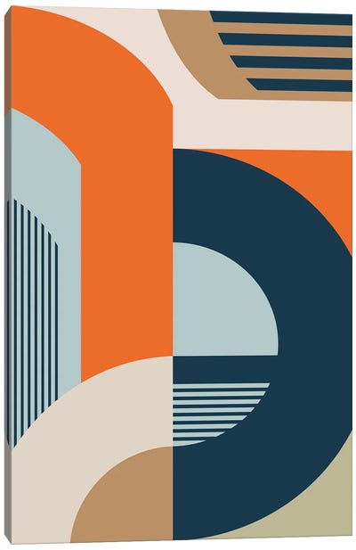 Semi Circles And Lines Canvas Art Print - '70s Aesthetic