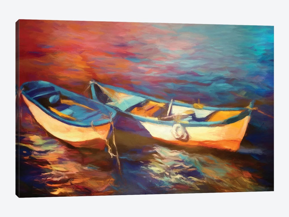 Canoes At Dusk by Angel Estevez 1-piece Canvas Wall Art