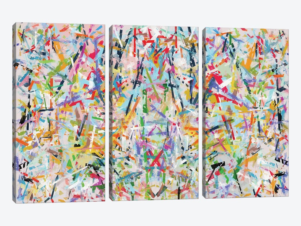 Multiple Colorful Strokes by Angel Estevez 3-piece Canvas Print