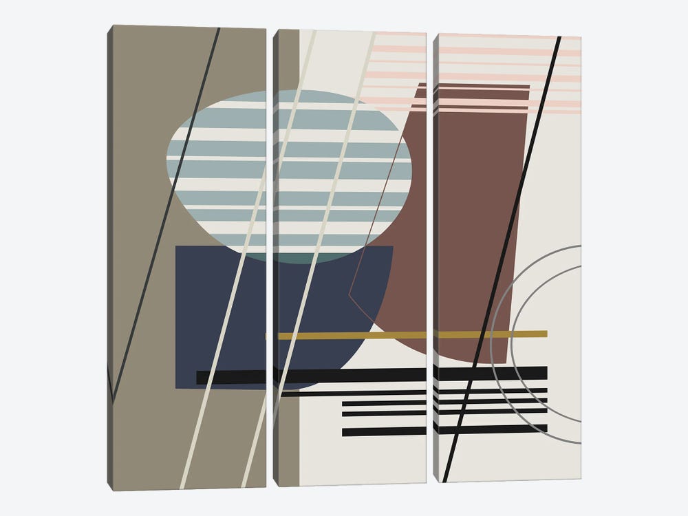Overlapping Shapes by Angel Estevez 3-piece Canvas Print
