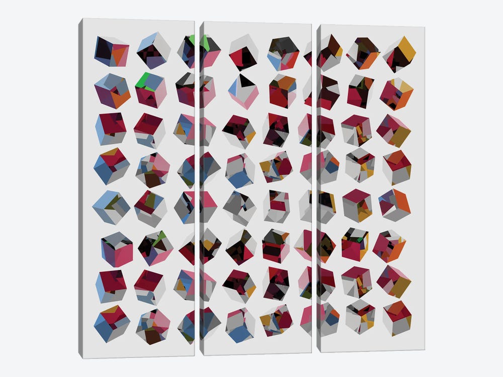 3D Cubes by Angel Estevez 3-piece Canvas Wall Art