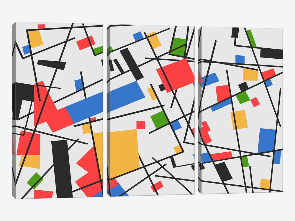 Remembering Mondrian III by Angel Estevez 3-piece Canvas Print