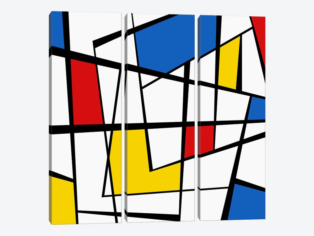 Remembering Mondrian IV by Angel Estevez 3-piece Canvas Artwork