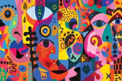 Dynamic Modern Art by Angel Estevez framed canvas print