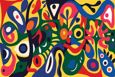 Energetic Shape Dance by Angel Estevez framed canvas print