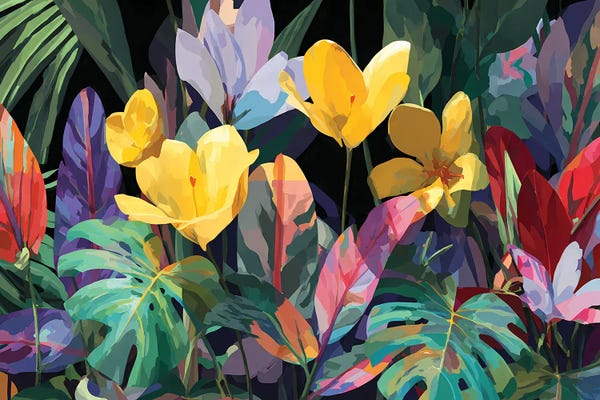 Abstract Wall Art: Exotic Floral Escape by Angel Estevez
