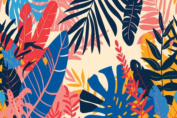 Abstract Wall Art: Exotic Leafy Garden by Angel Estevez