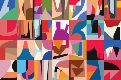 Bold Abstract Shapes Grid by Angel Estevez wood print
