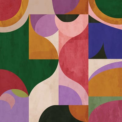 Bold Bauhaus Style Color Geometry by Angel Estevez wood print