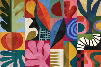 Bold Geometric Botanical Shapes by Angel Estevez wood print
