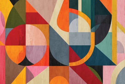 Colorful Bauhaus Geometry by Angel Estevez wood print