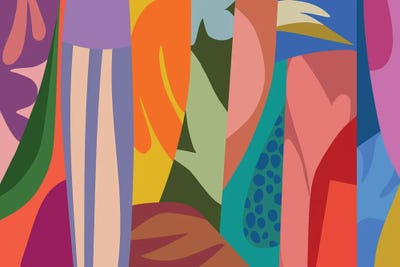 Mid Century Botanical Collage by Angel Estevez wood print