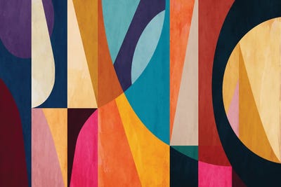 Mid Century Abstract Shapes by Angel Estevez wood print