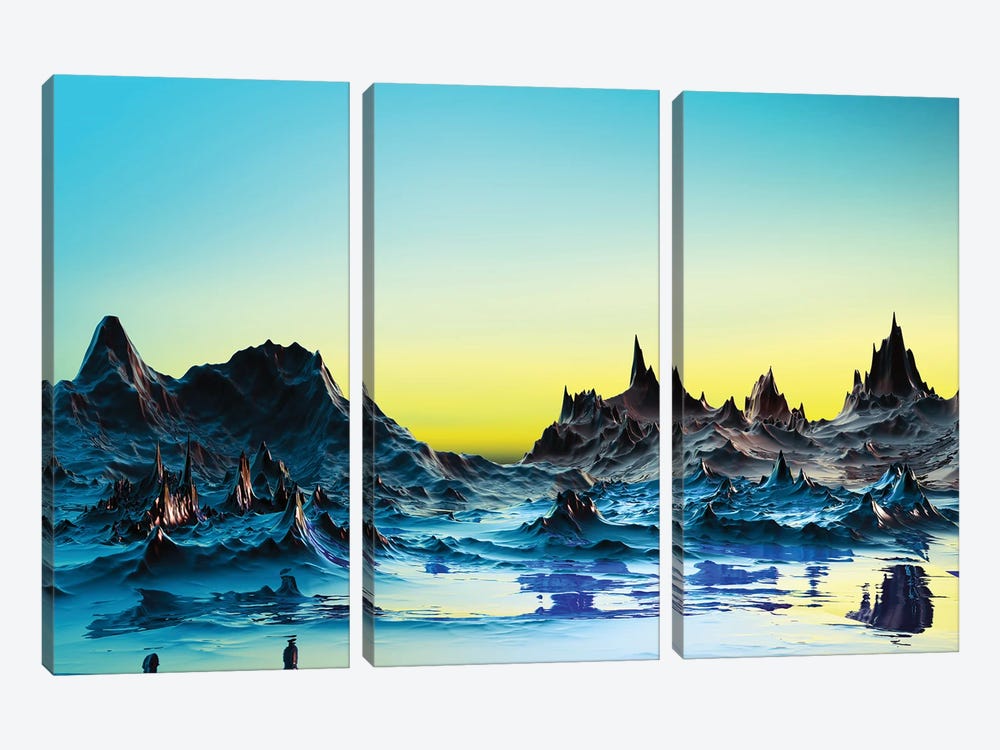 A Cold Bluish Landscape by Angel Estevez 3-piece Canvas Art
