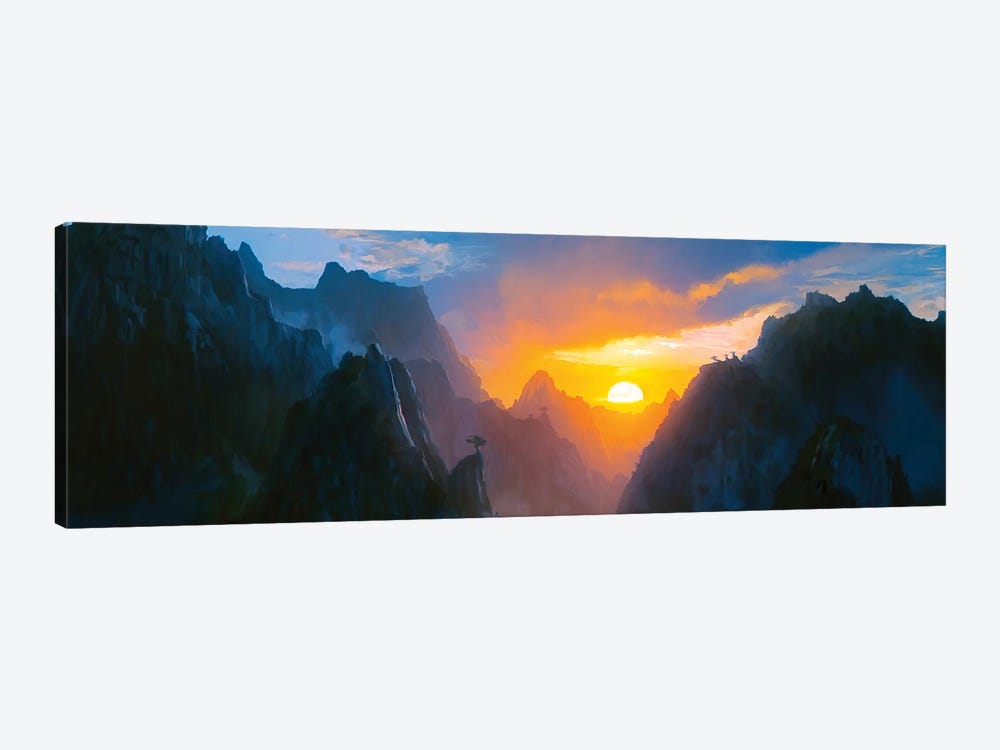 Golden Dawn Over Mountains by Angel Estevez 1-piece Canvas Print