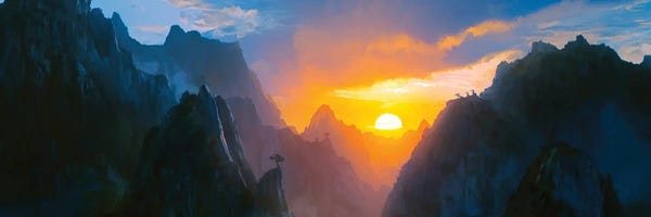 Mountain Sunrises & Sunsets: Golden Dawn Over Mountains by Angel Estevez