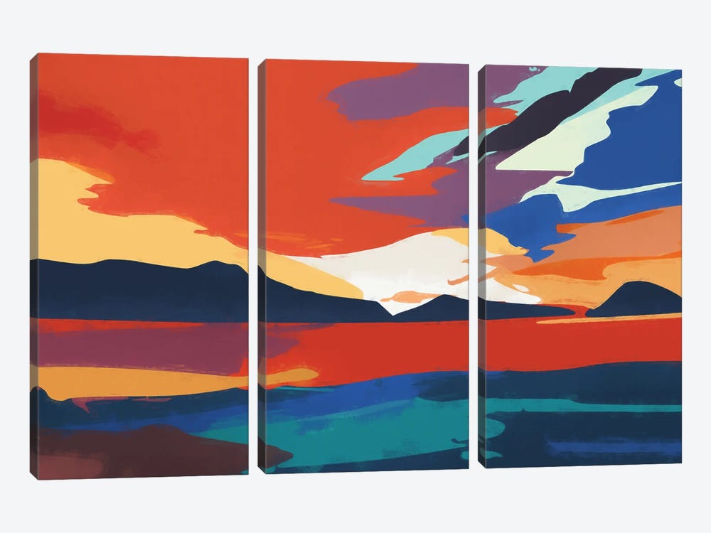 Vibrant Sunset III by Angel Estevez 3-piece Canvas Art