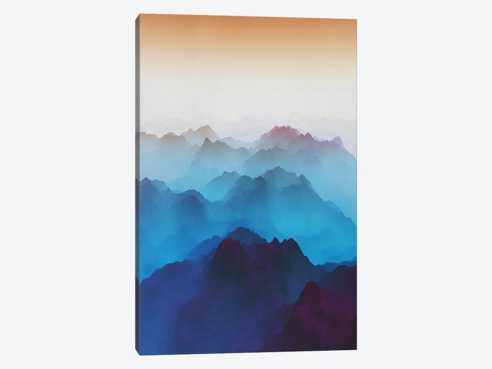 Mountains Under Bluish Fog by Angel Estevez 1-piece Art Print