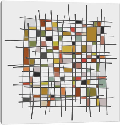 Mondrian Wink Canvas Art Print - Composition with Red, Blue and Yellow Reimagined