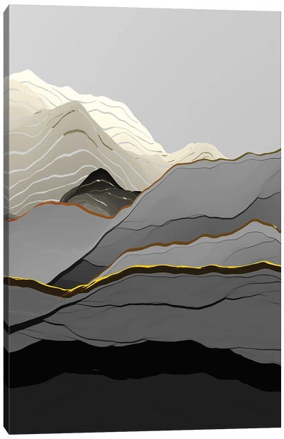 Beautiful Mountains XII Canvas Art Print - Pantone 2021 Ultimate Gray & Illuminating