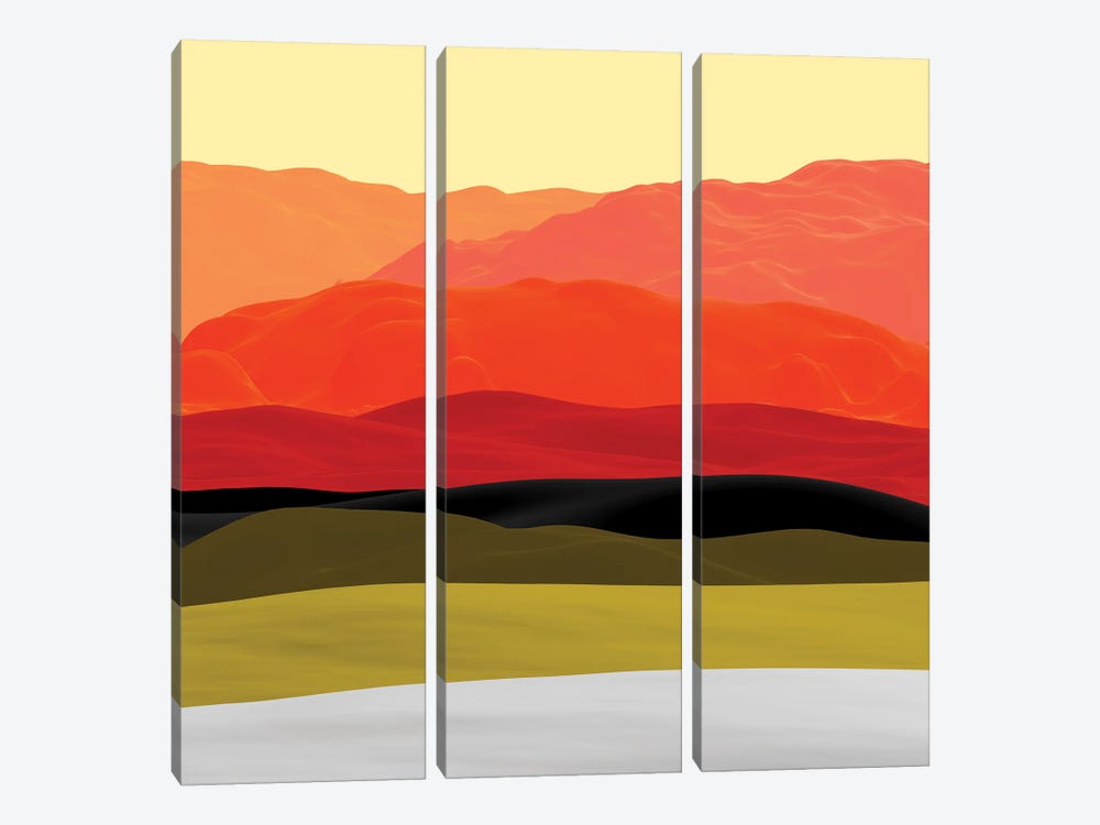 Mountains In Gradient by Angel Estevez 3-piece Canvas Wall Art