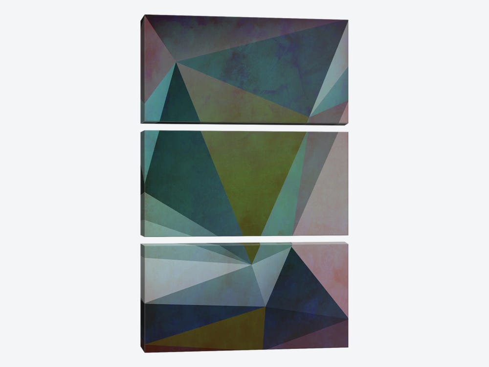 Interconnected Triangles IV by Angel Estevez 3-piece Canvas Art
