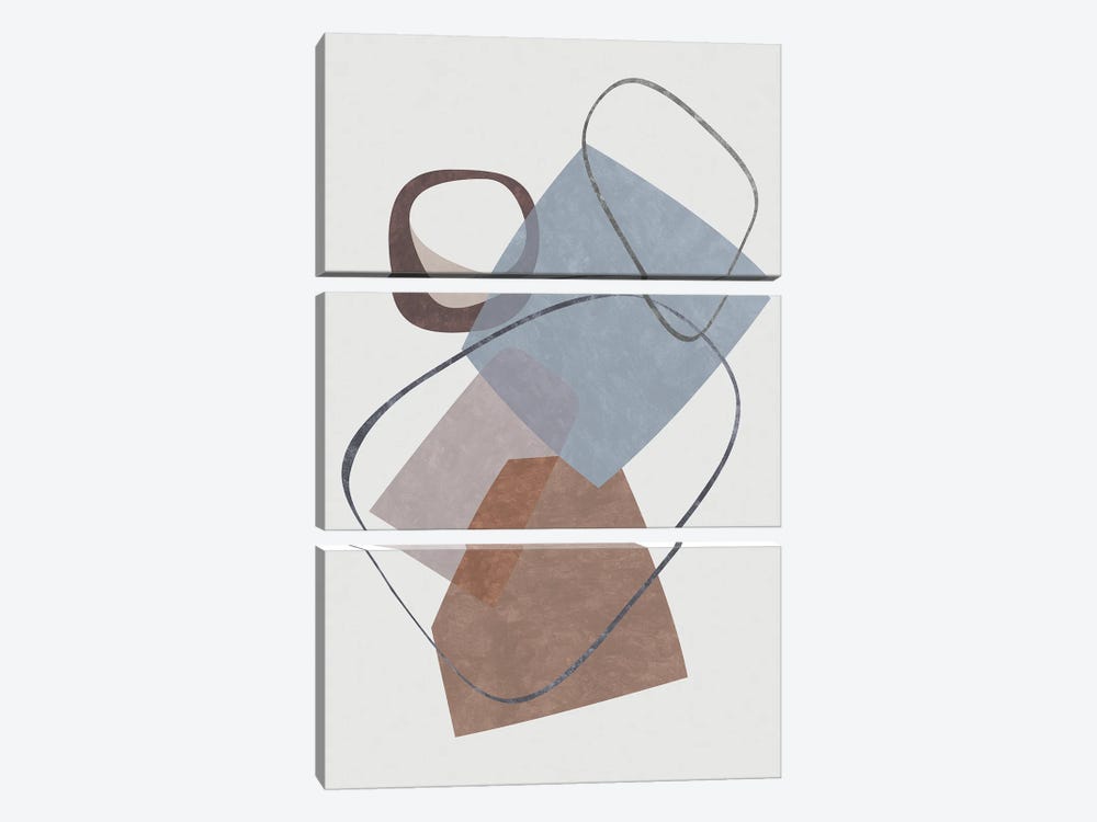 Overlapping Parts And Transparencies II by Angel Estevez 3-piece Canvas Wall Art