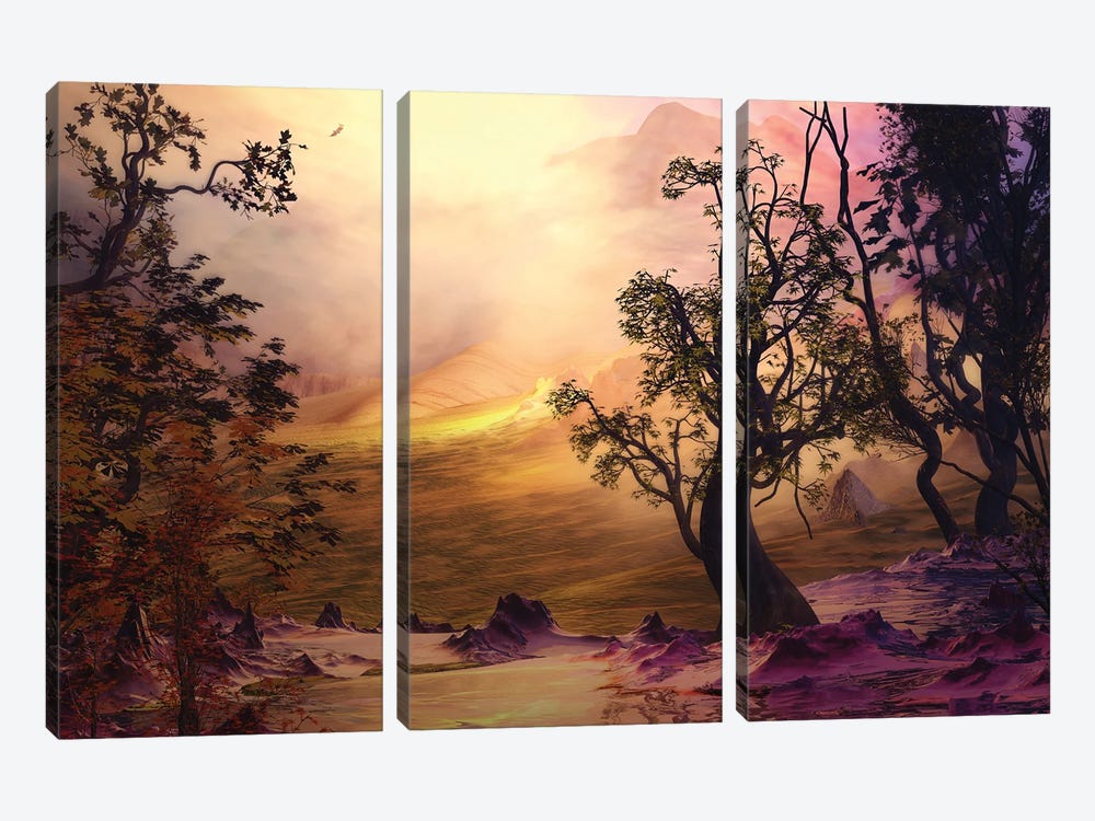 Pink-Toned Landscape by Angel Estevez 3-piece Canvas Print