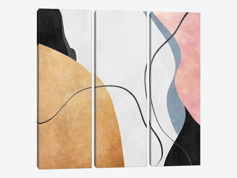 Minimalist With Organic Shapes by Angel Estevez 3-piece Canvas Print
