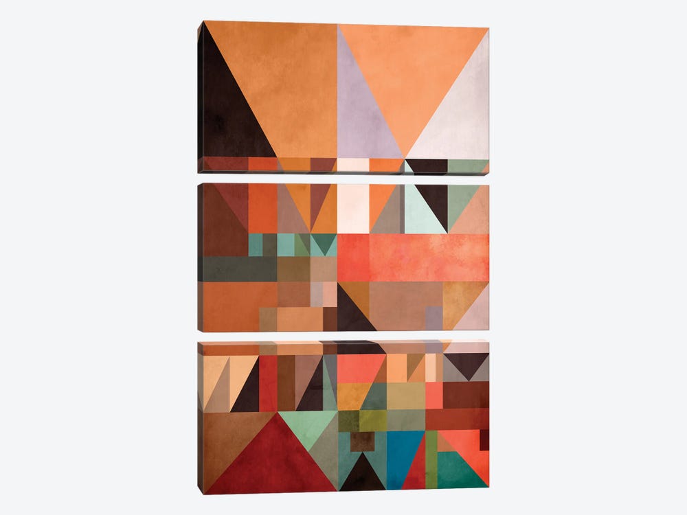 Triangles And Rectangles III by Angel Estevez 3-piece Canvas Art