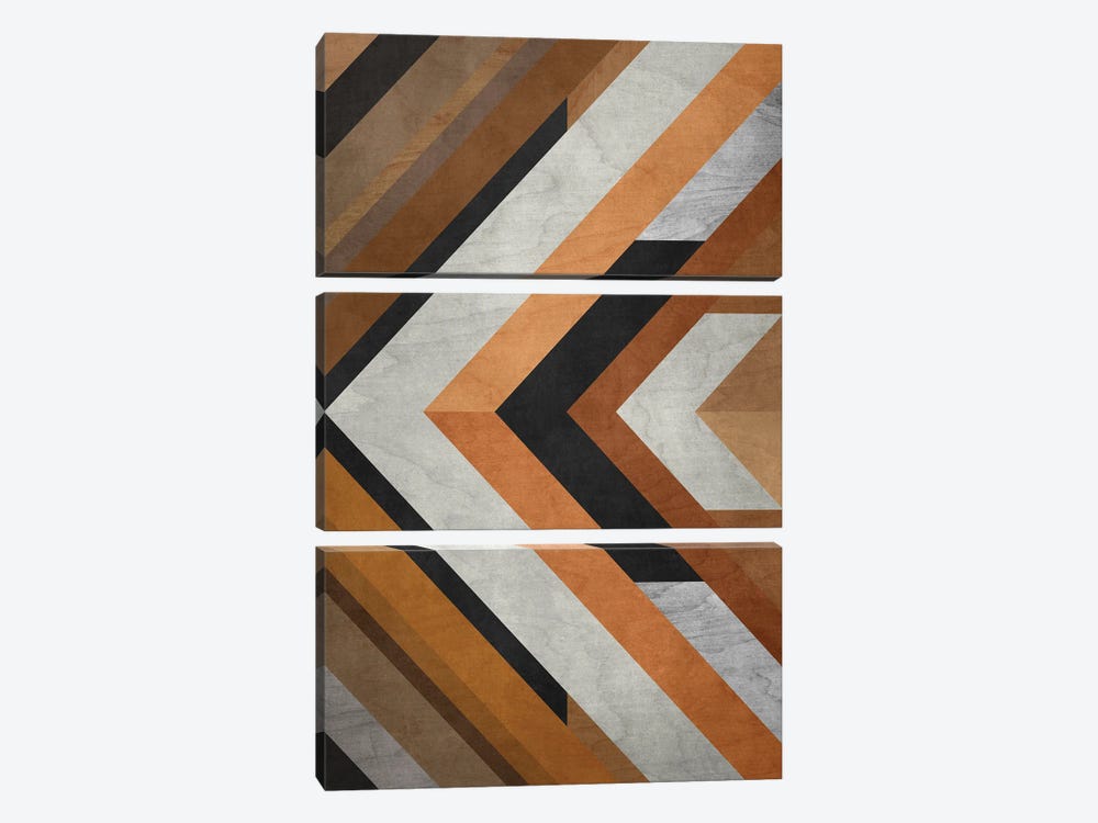 Wood Geometric Pattern by Angel Estevez 3-piece Canvas Art Print