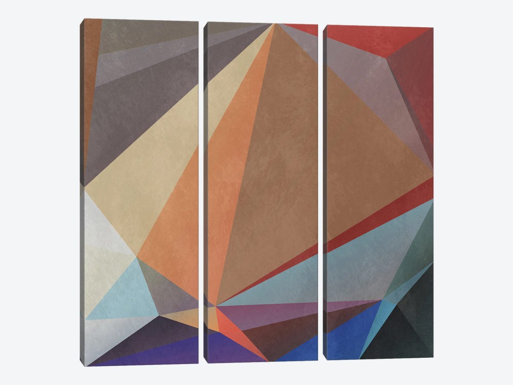 Interconnected Triangles VII by Angel Estevez 3-piece Art Print