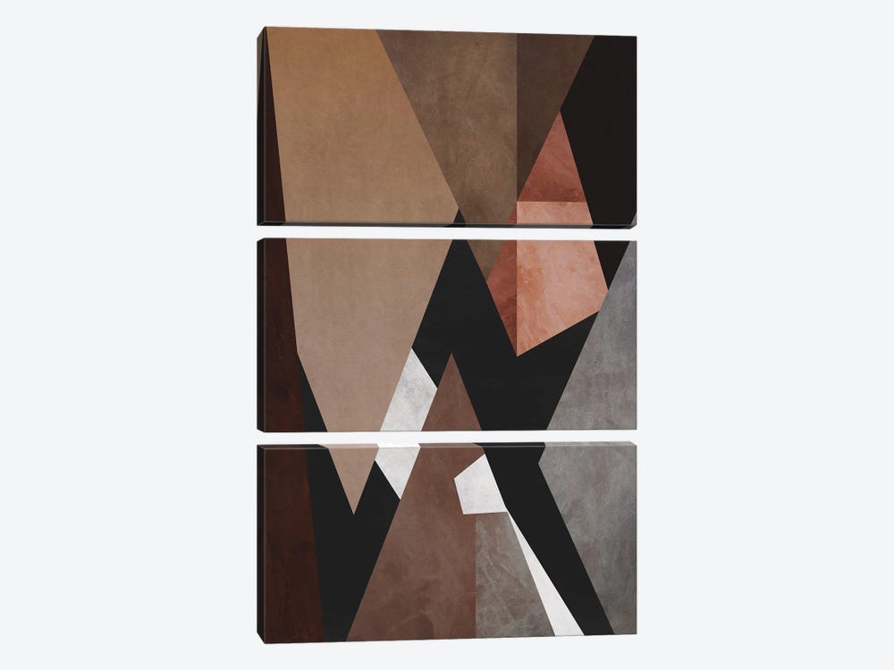 Geometric in Brown Tones II by Angel Estevez 3-piece Canvas Artwork