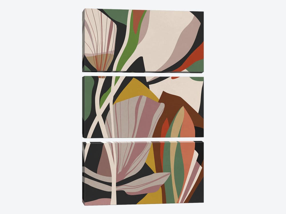 Leaves and Flowers by Angel Estevez 3-piece Canvas Wall Art