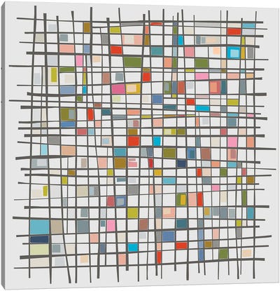 Mondrian Wink III Canvas Art Print - Similar to Jackson Pollock