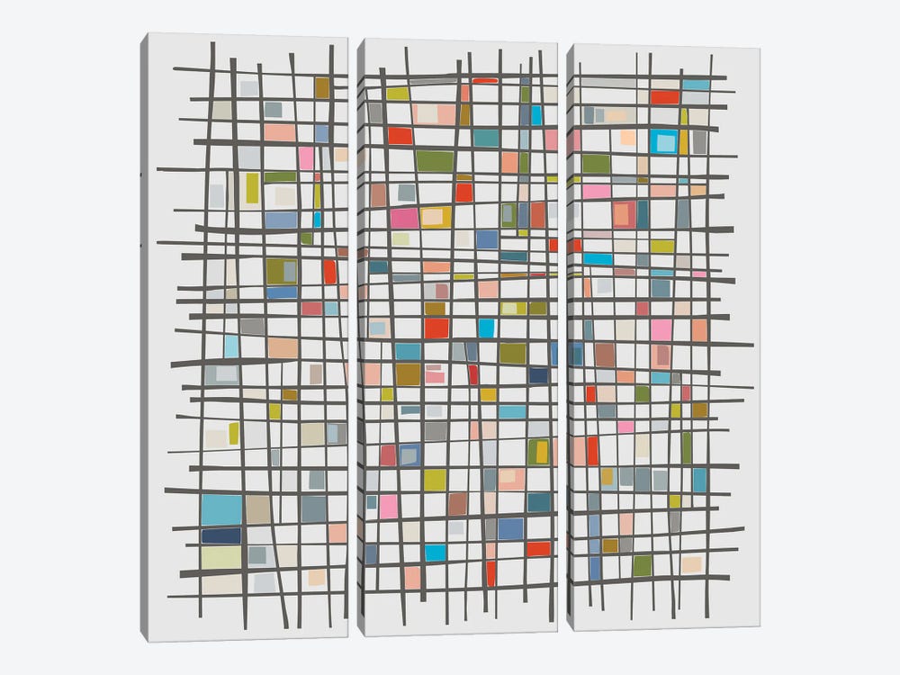 Mondrian Wink III by Angel Estevez 3-piece Canvas Art Print