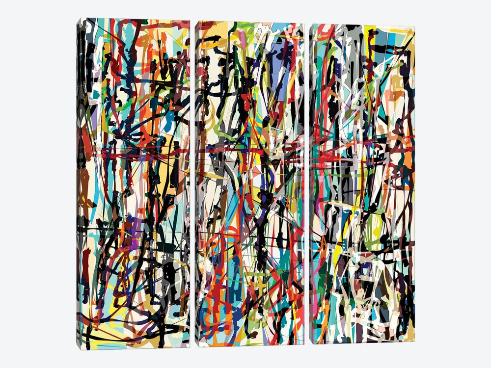 Pollock Wink VII by Angel Estevez 3-piece Canvas Wall Art