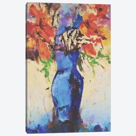 Blue Vase With Flowers Canvas Print #AEZ520} by Angel Estevez Canvas Wall Art